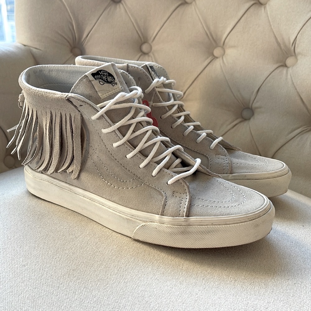 Vans Off the Wall suede fringe high tops